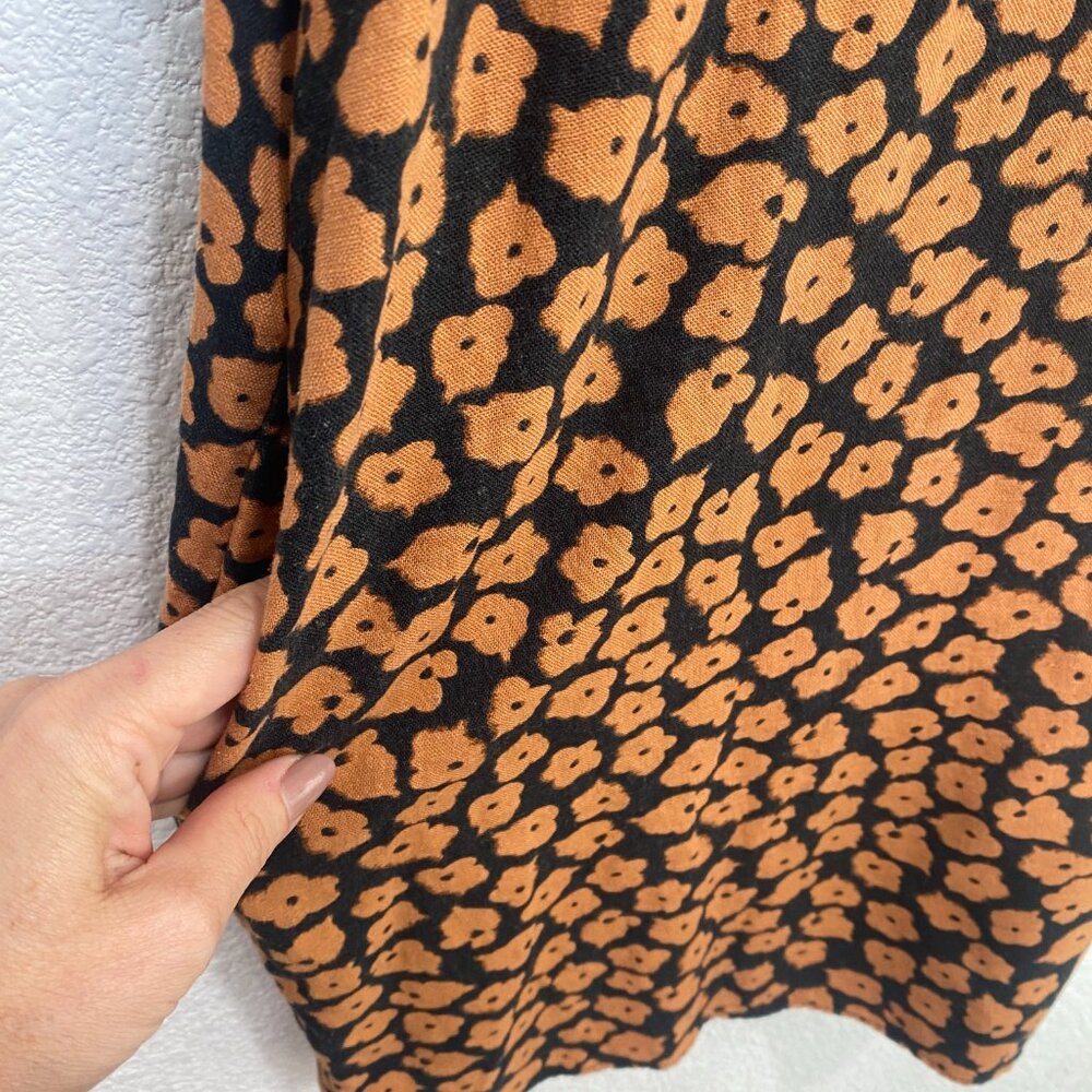 Who What Wear Linen Blend Floral Puff Sleeve Terracotta Shift Dress - XL - Picture 6 of 9